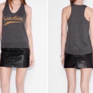 Zadig & Voltaire Marly Sunshine Gray Graphic Sleeveless top size small